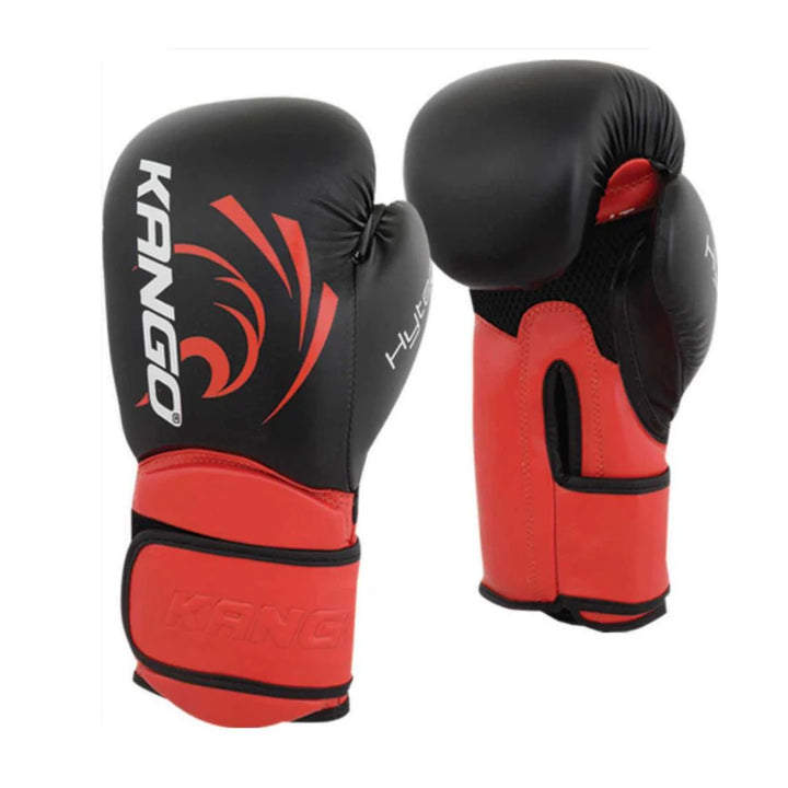 Kango Martial Arts Unisex Adult Red Black Leather Boxing Gloves WS