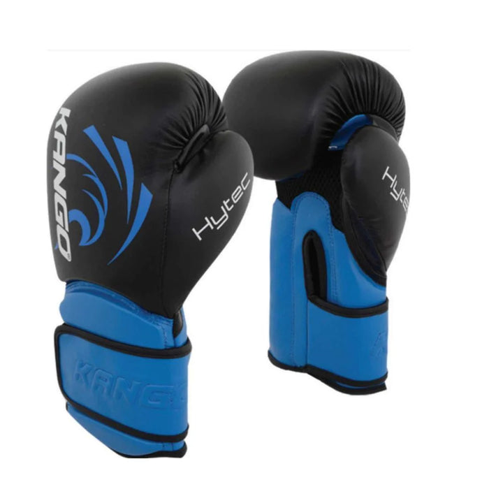 Kango Martial Arts Unisex Adult Blue Black Leather Boxing Gloves WS