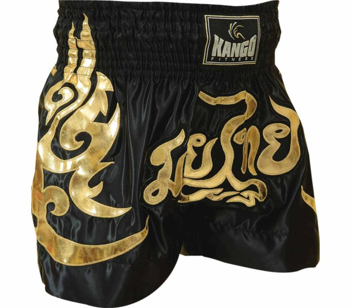 Kango Martial Arts Adult MMA Kick Boxing Shorts Black & Golden WS