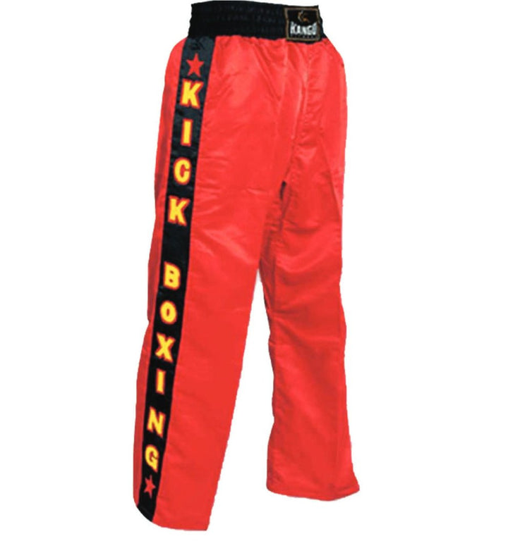 Kango Martial Arts Adult MMA Kick Boxing Trousers Red & Black WS