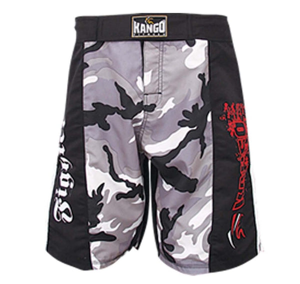 Kango Martial Arts Adult MMA Kick Boxing Shorts Black & Grey WS